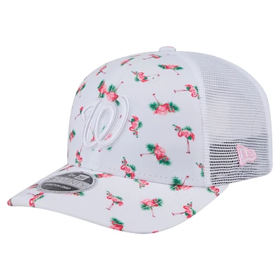 Casquette extensible à bouton-pression 9SEVENTY Flamingo blanche des Nationals de Washington pour homme de New Era