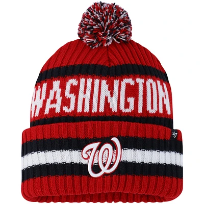 Bonnet en tricot Bering à revers pour homme '47 Red Washington Nationals avec pompon