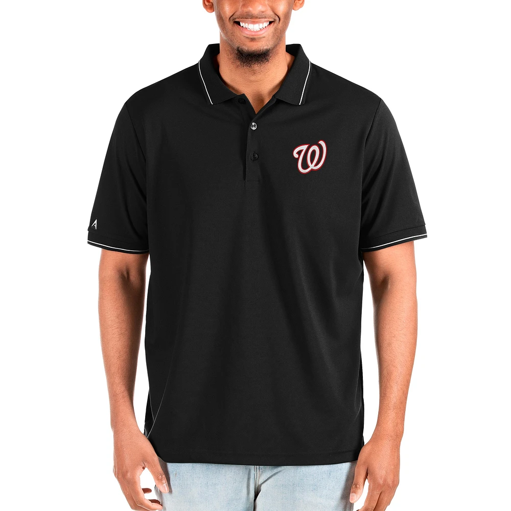 Men's Antigua Black Washington Nationals Big & Tall Affluent Polo