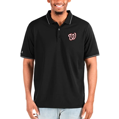 Men's Antigua Black Washington Nationals Big & Tall Affluent Polo