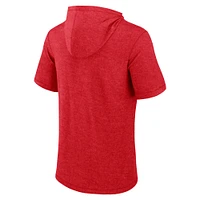 Men's Fanatics Heather Red Washington Nationals Push Short Sleeve Pullover Hoodie