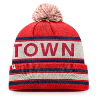 Men's Fanatics Red/Natural Washington Nationals Hometown Slogan Cuffed Knit Hat with Pom