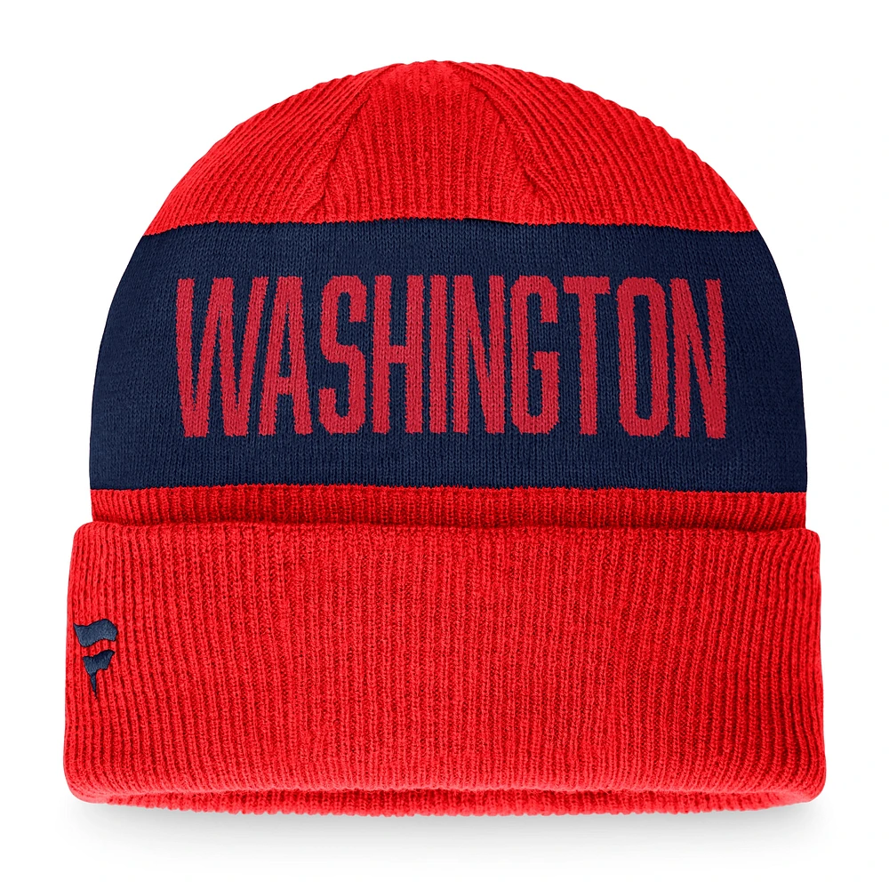 Men's Fanatics Red/Navy Washington Nationals Wordmark Cuffed Knit Hat