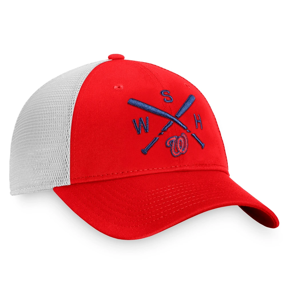 Casquette Snapback Iconic Cross Bat Trucker Iconic Cross Bat de marque Fanatics rouge/blanc pour homme