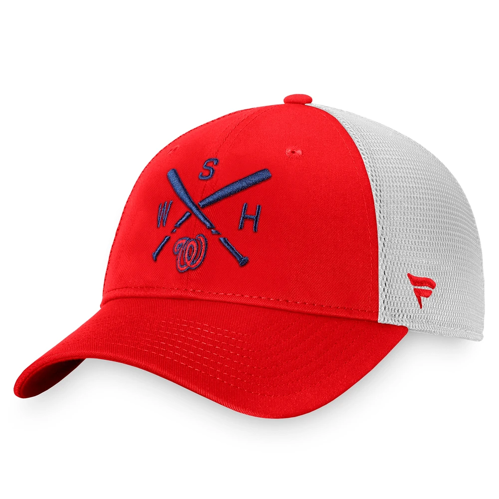 Casquette Snapback Iconic Cross Bat Trucker Iconic Cross Bat de marque Fanatics rouge/blanc pour homme