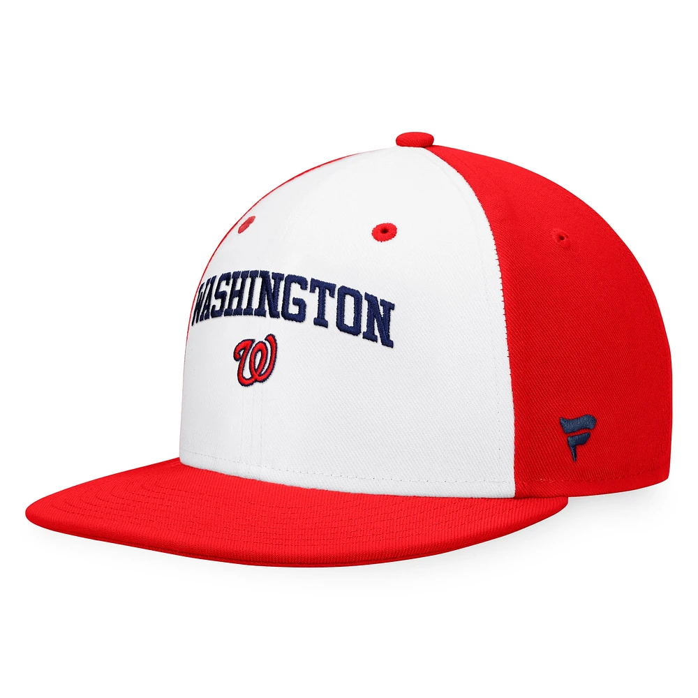 Men's Fanatics White/Red Washington Nationals Iconic Color Blocked Fitted Hat