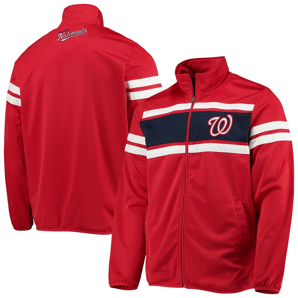 Veste de survêtement à glissière pleine longueur Washington Nationals Power Pitcher G-III Sports by Carl Banks pour homme, rouge/bleu marine