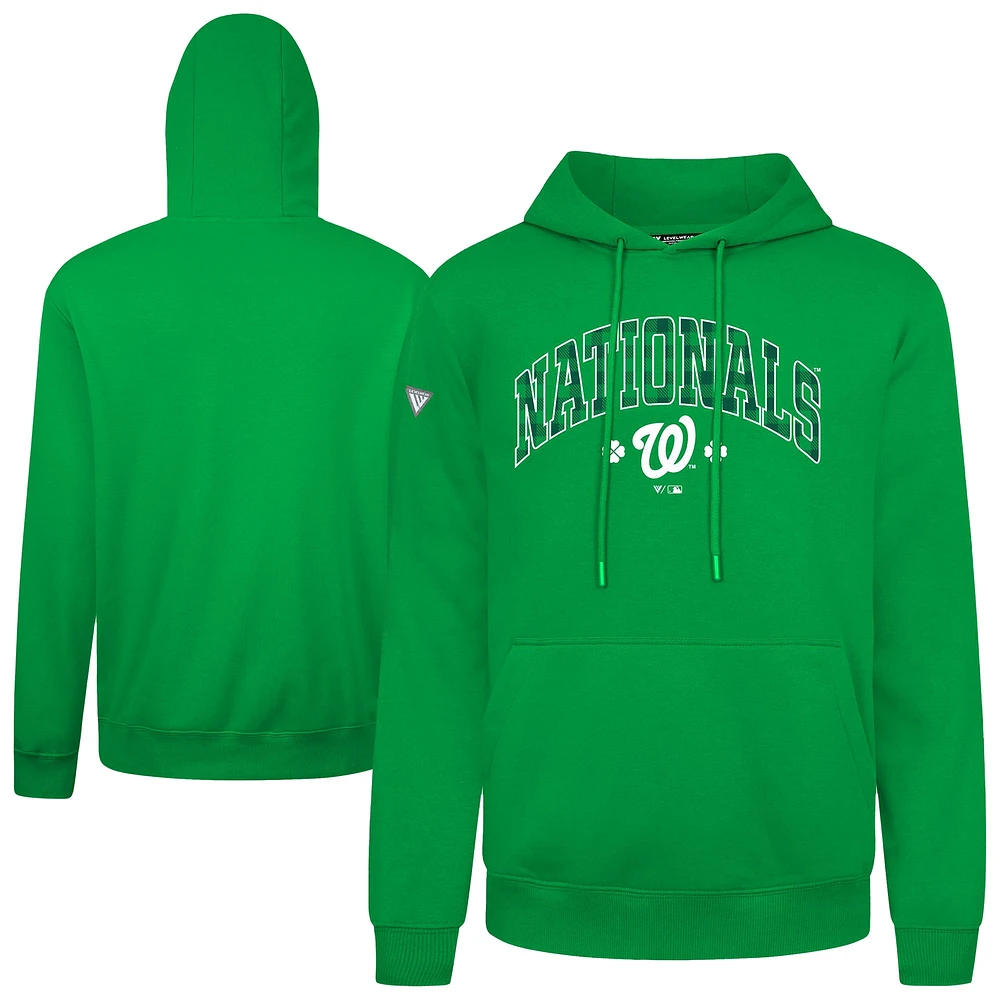 Men's Levelwear Green Washington Nationals St. Patrick's Day Podium Plaid Pullover Hoodie