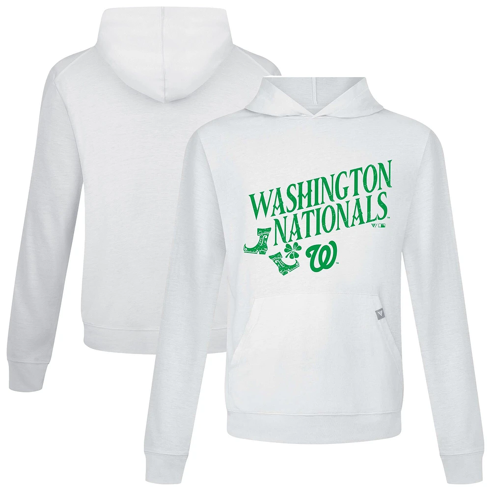 Men's Levelwear White Washington Nationals St. Patrick's Day Relay Boots Pullover Hoodie