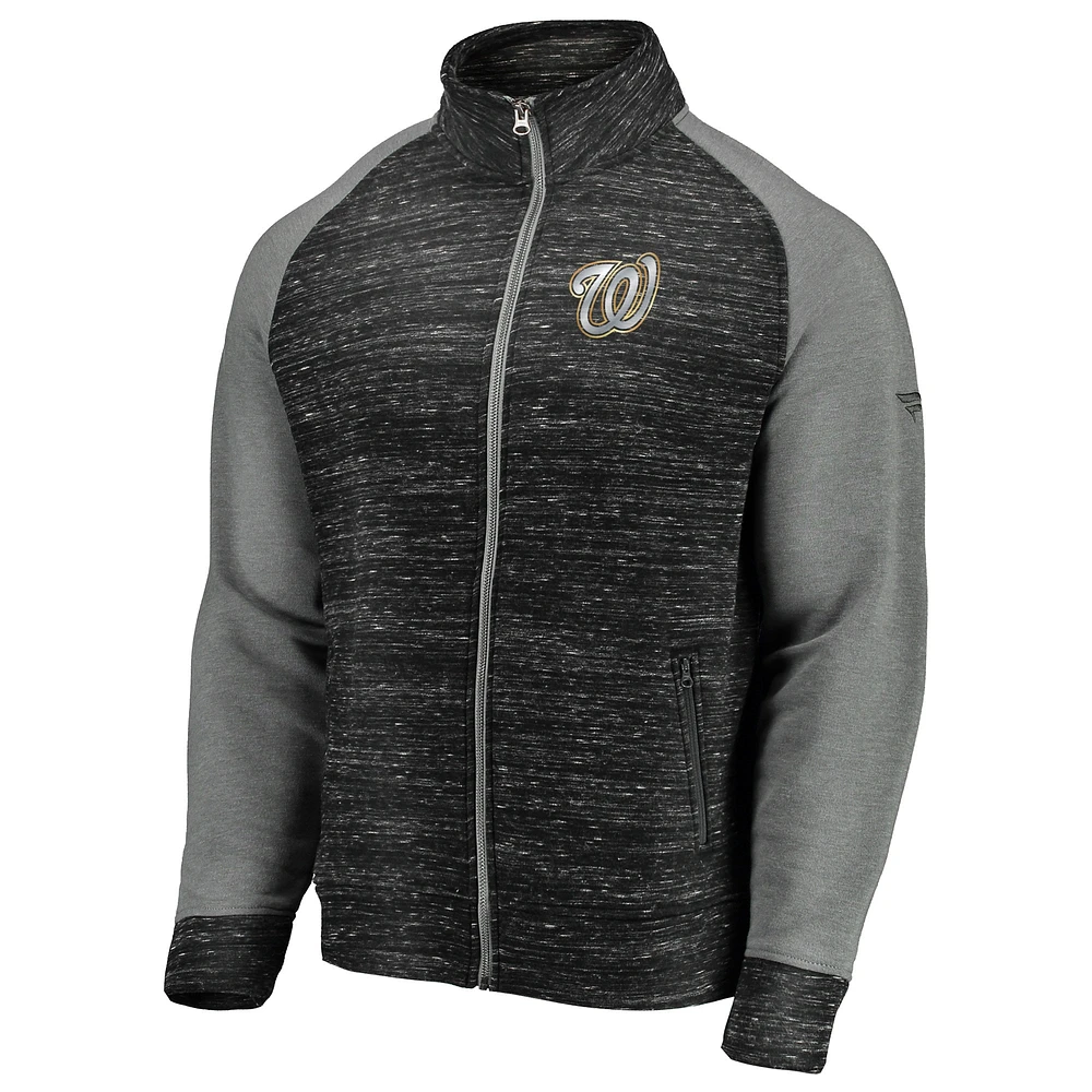 Veste à glissière complète Majestic Heather Black Washington Nationals 2019 World Series Champions Podium pour homme