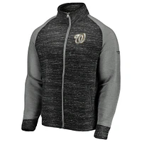 Veste à glissière complète Majestic Heather Black Washington Nationals 2019 World Series Champions Podium pour homme