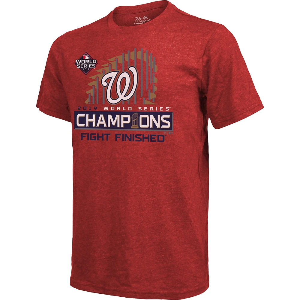 T-shirt pour homme Majestic Threads rouge Washington Nationals Champions des séries mondiales 2019
