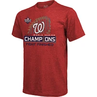 T-shirt pour homme Majestic Threads rouge Washington Nationals Champions des séries mondiales 2019