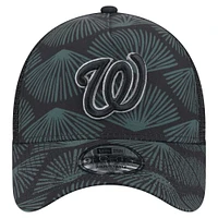 Men's New Era  Black Washington Nationals 9FORTY A-Frame Trucker Adjustable Hat