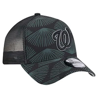 Men's New Era  Black Washington Nationals 9FORTY A-Frame Trucker Adjustable Hat