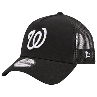 Casquette réglable noire A-Frame 9FORTY Trucker New Era pour hommes des Nationals de Washington