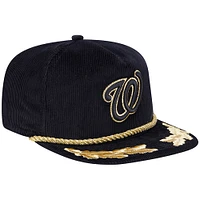 Men's New Era Black Washington Nationals Corduroy Filigree Golfer Adjustable Hat