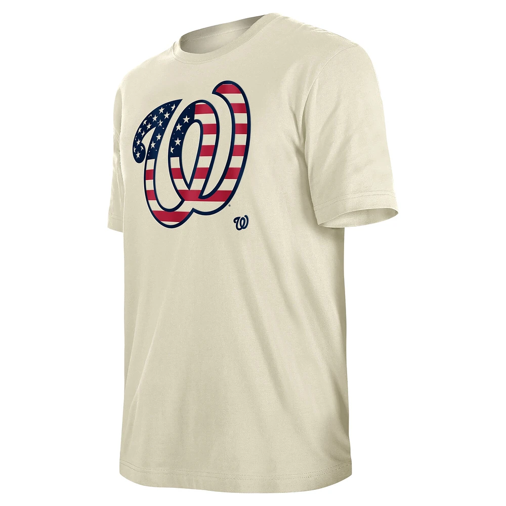 T-shirt crème New Era pour hommes des Nationals de Washington Americana Flag Fill