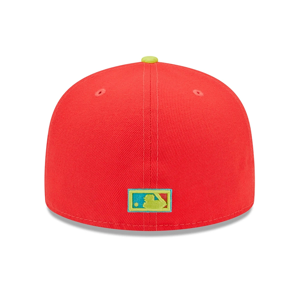 Casquette ajustée 59FIFTY pour homme New Era rouge/vert fluo Washington Nationals 2008 Inaugural Season Lava Highlighter Combo