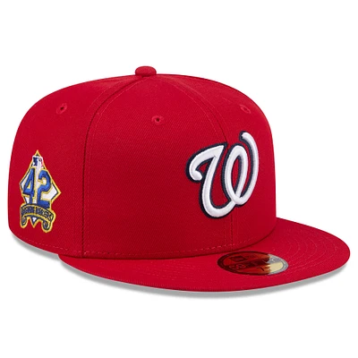 Casquette ajustée Jackie Robinson Day #42 59FIFTY rouge pour homme des Nationals de Washington New Era