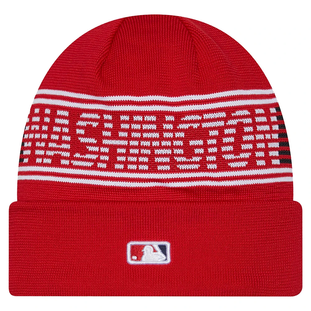 Men's New Era  Red Washington Nationals Authentic Collection Cuffed Knit Hat