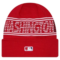 Men's New Era  Red Washington Nationals Authentic Collection Cuffed Knit Hat