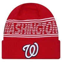 Men's New Era  Red Washington Nationals Authentic Collection Cuffed Knit Hat