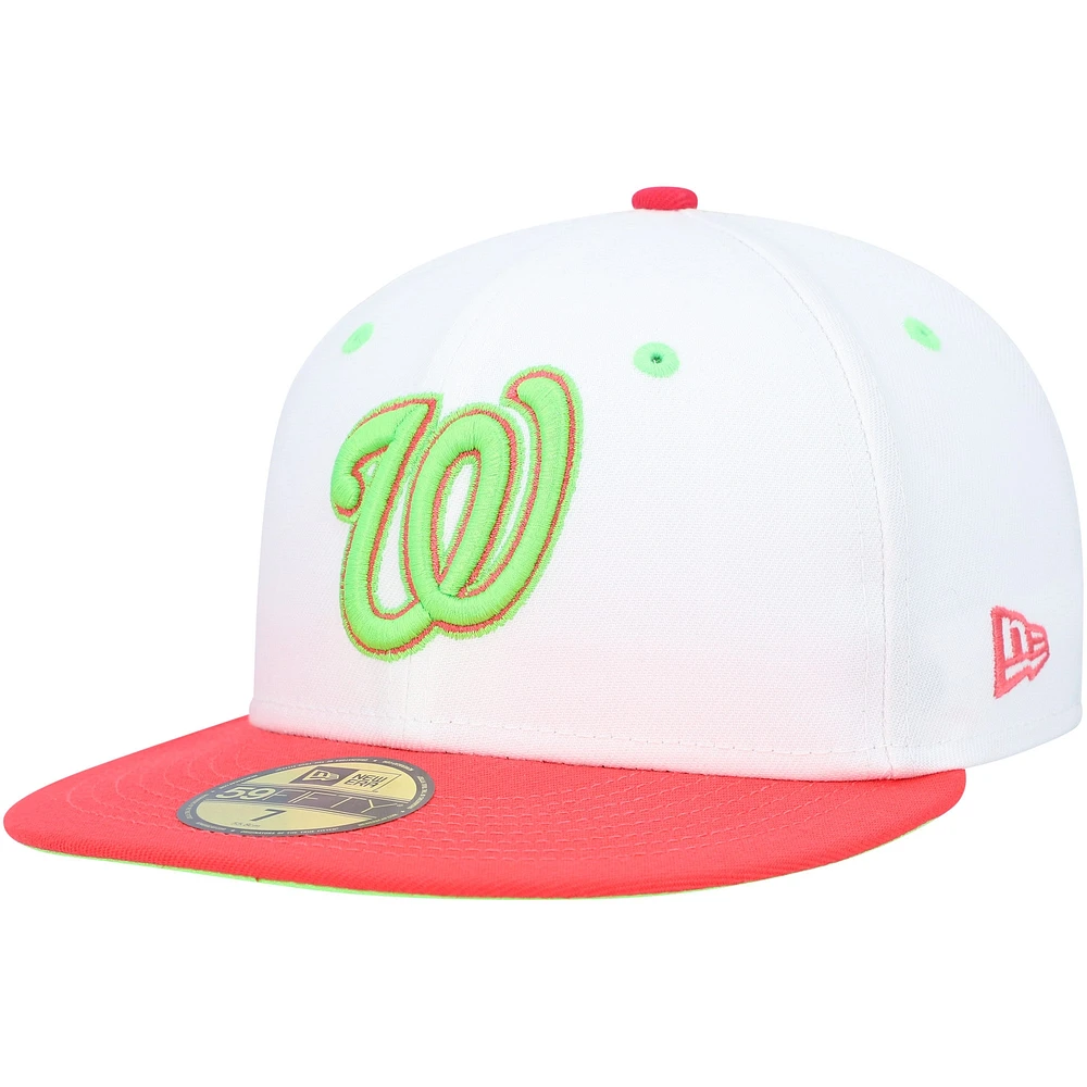 Casquette ajustée 59FIFTY Strawberry Lolli des Nationals de Washington Robert F. Kennedy Memorial Stadium New Era pour homme, blanc/corail