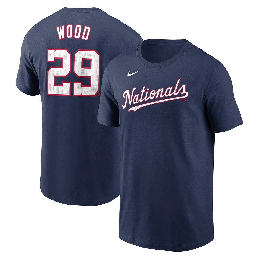 T-shirt avec nom et numéro Nike pour homme, bleu marine, James Wood, Washington Nationals Fuse