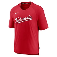 Men's Nike Red Washington Nationals Authentic Collection Pregame Raglan Performance V-Neck T-Shirt