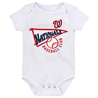 Newborn & Infant Navy/White/Heather Gray Washington Nationals Biggest Little Fan 3-Pack Bodysuit Set