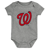 Newborn & Infant Red/Navy/Gray Washington Nationals Born To Win 3-Pack Bodysuit Set