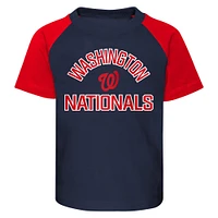 Toddler Navy/Heather Gray Washington Nationals Two-Piece Groundout Baller Raglan T-Shirt & Shorts Set
