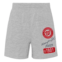 Toddler Navy/Heather Gray Washington Nationals Two-Piece Groundout Baller Raglan T-Shirt & Shorts Set