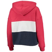 Chandail à capuchon court Lizzy des Washington Nationals '47 pour femme, rouge chiné/bleu marine chiné