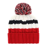 Women's '47 White/Red Washington Nationals Ashfield Cuffed Knit Hat with Pom