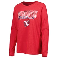 Women's Concepts Sport Heather Red Washington Nationals Meter Knit Raglan Long Sleeve T-Shirt & Shorts Sleep Set