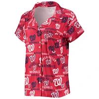 Women's Concepts Sport Red Washington Nationals Flagship Allover Print Top & Shorts Sleep Set