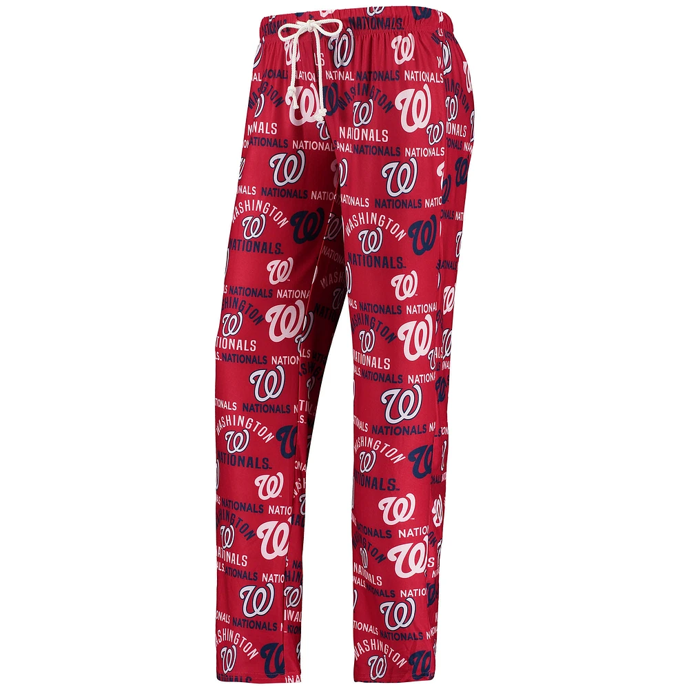 Women's Concepts Sport White/Red Washington Nationals Flagship Long Sleeve V-Neck T-Shirt & Pants Sleep Set