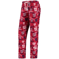 Women's Concepts Sport White/Red Washington Nationals Flagship Long Sleeve V-Neck T-Shirt & Pants Sleep Set