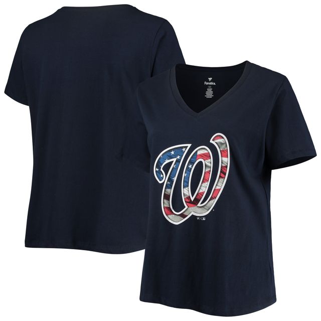 T-shirt à encolure en V taille plus pour femme des Nationals de Washington bleu marine
