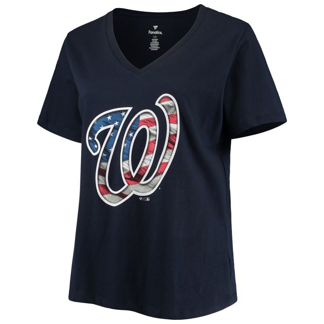 T-shirt à encolure en V taille plus pour femme des Nationals de Washington bleu marine