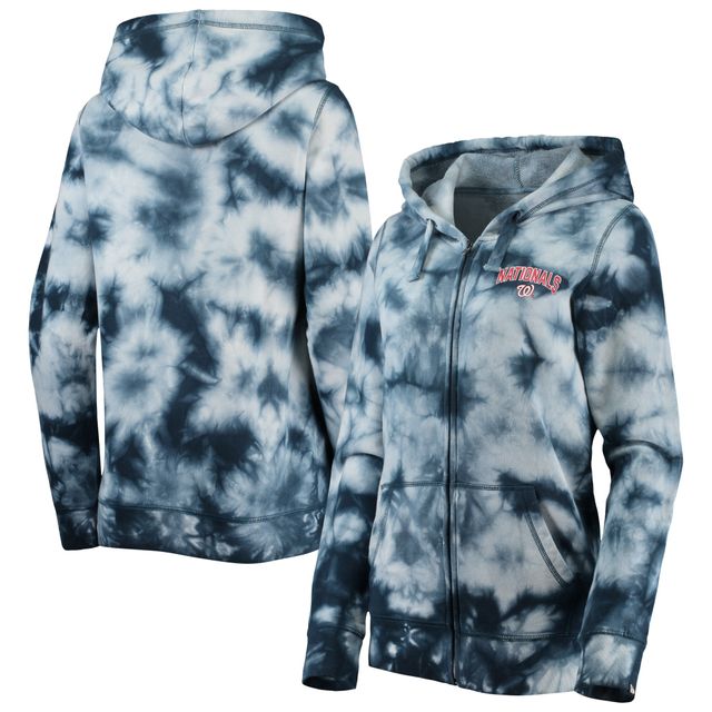 NWE WANATS BLEU MARINE TIE DYE CAPUCHE À AVEC ZIP SWTLADZIP POUR FEMMES