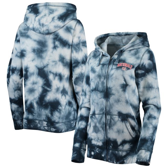 NWE WANATS BLEU MARINE TIE DYE CAPUCHE À AVEC ZIP SWTLADZIP POUR FEMMES