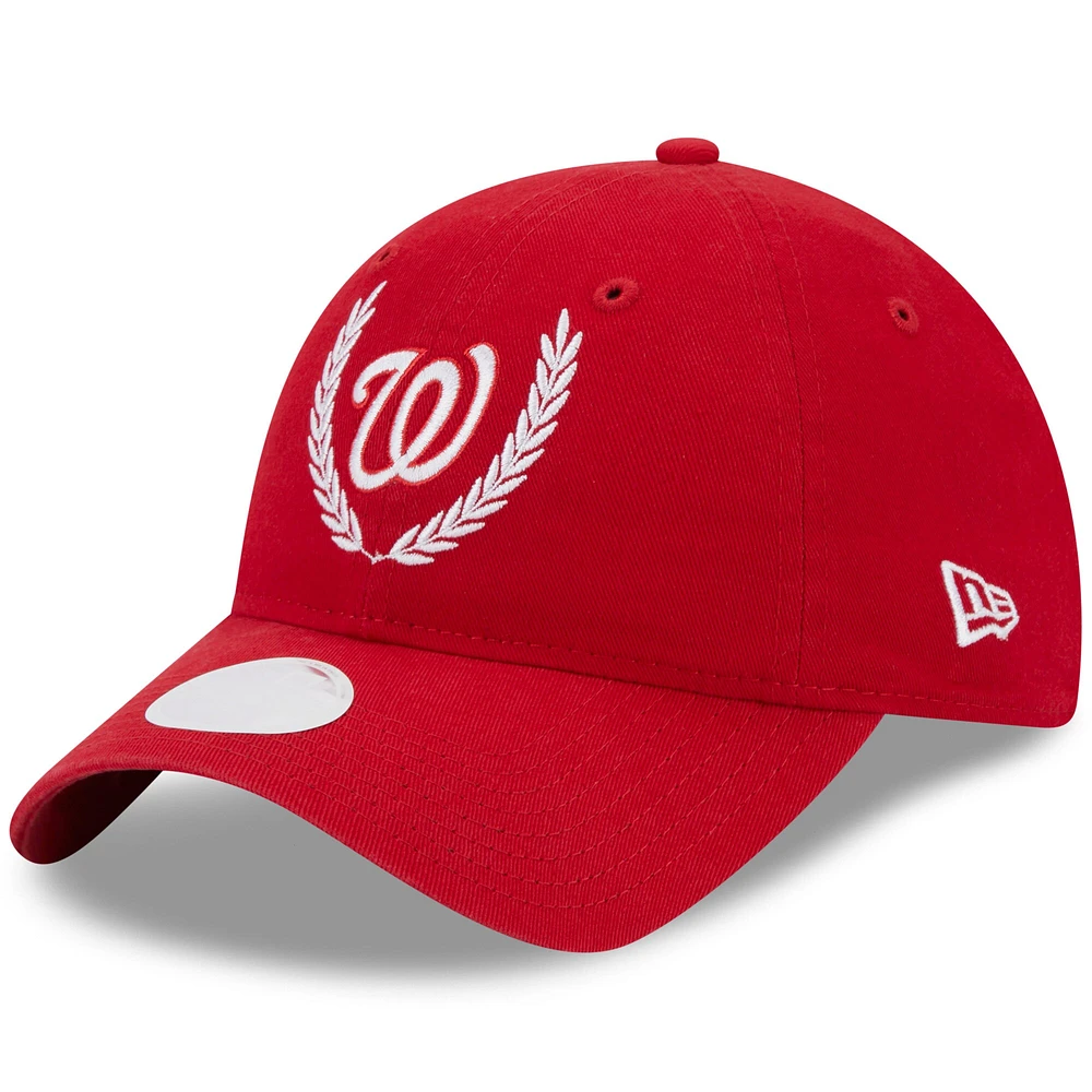 Women's New Era Red Washington Nationals Leaves 9TWENTY Adjustable Hat