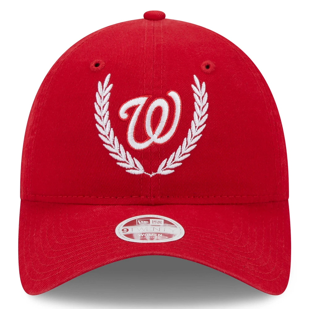 Women's New Era Red Washington Nationals Leaves 9TWENTY Adjustable Hat