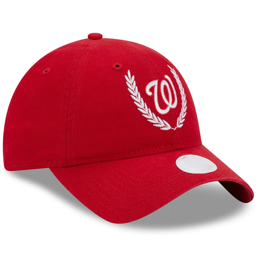 Women's New Era Red Washington Nationals Leaves 9TWENTY Adjustable Hat