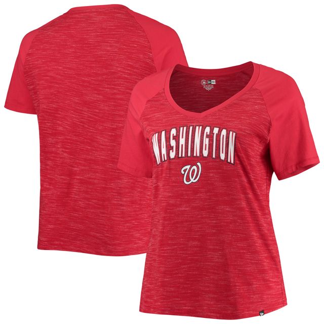 NWE WANATS RED WOMEN'S PLUS SPACE DYE RAGLAN V-NECK SS TEE TEELADYSS