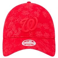 Casquette ajustable Washington Nationals 9TWENTY à motif floral ton sur ton pour femme New Era rouge