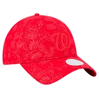 Casquette ajustable Washington Nationals 9TWENTY à motif floral ton sur ton pour femme New Era rouge